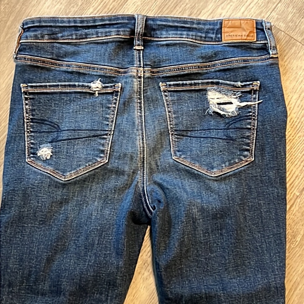American Eagle Next Level Stretch Skinny Distressed Destroyed Jeggings Jeans - Picture 3 of 8